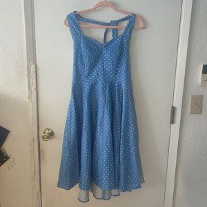 Blue Vintage Style Halter Backless Fit and Flare Dress Size Large